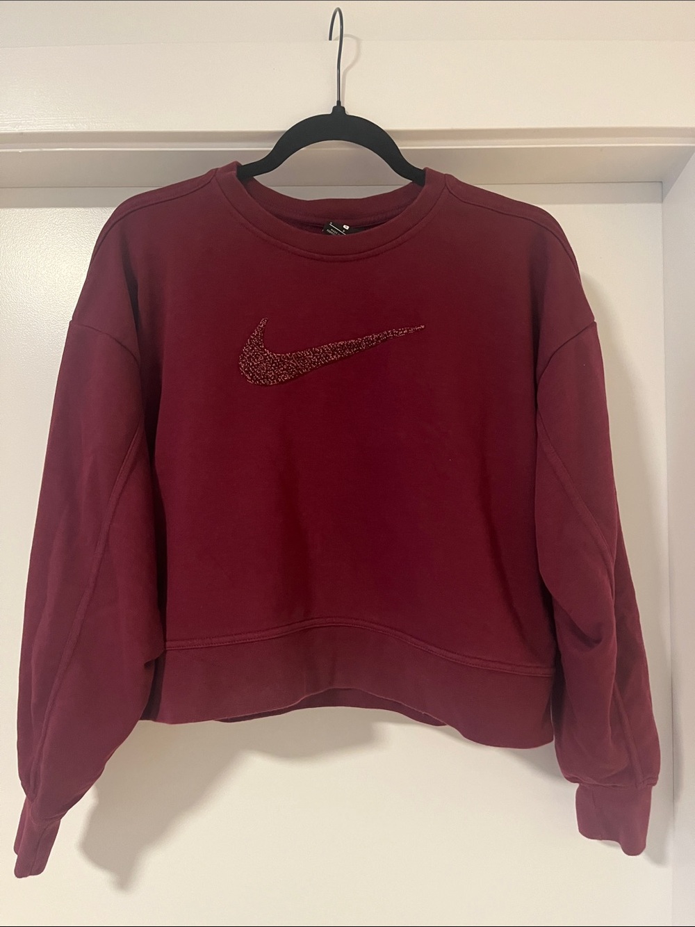 Nike Women's Maroon Crewneck crop Sweatshirt